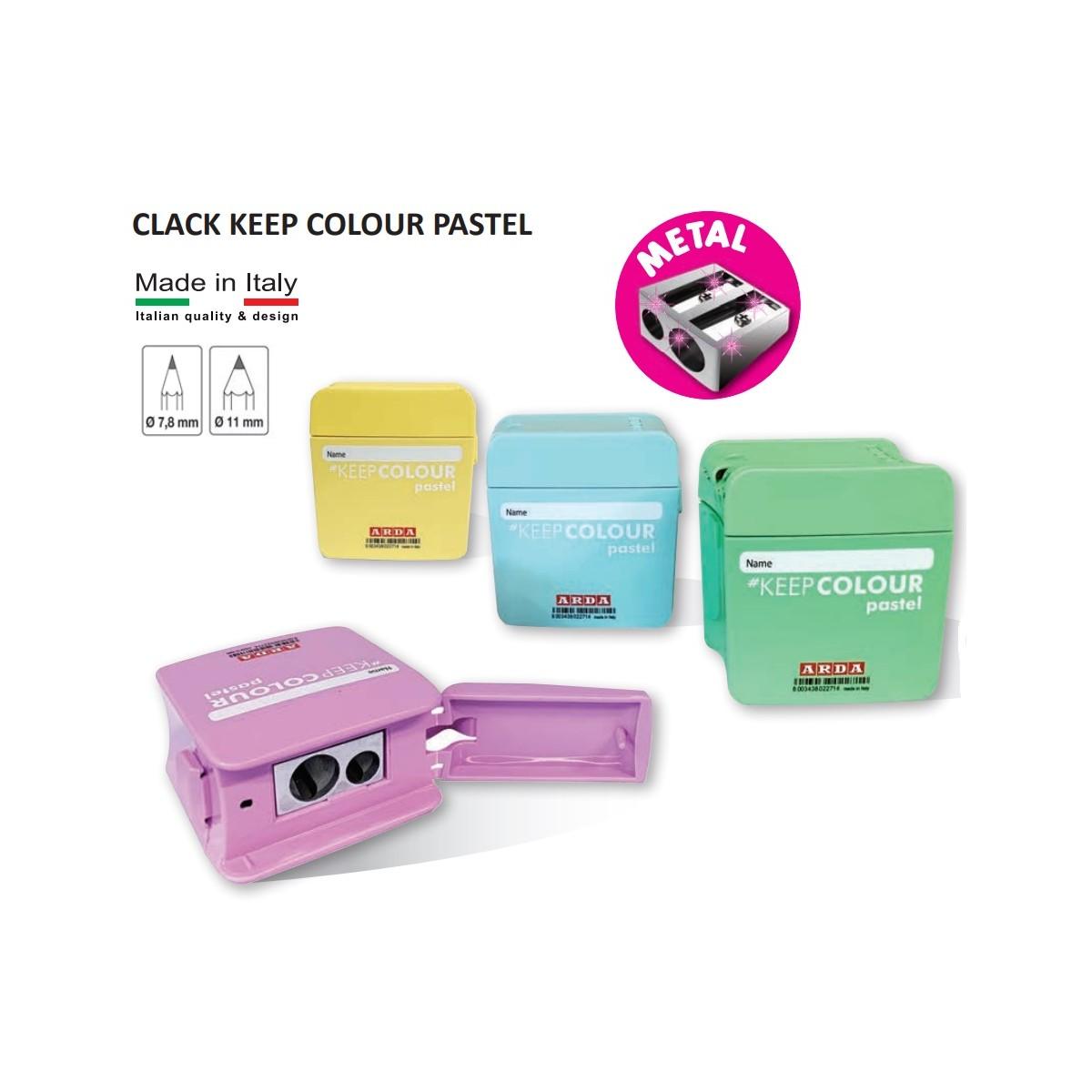 Arda - temperino clack keep colour pastel con serbatoio - 2 fori metal