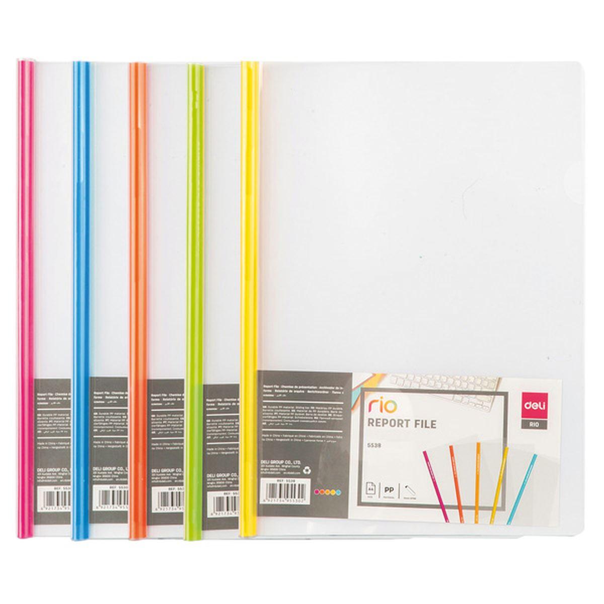 Deli - cartelle in pp per rilegatura con dorso colorato - formato a4 - confezione da 10 pz