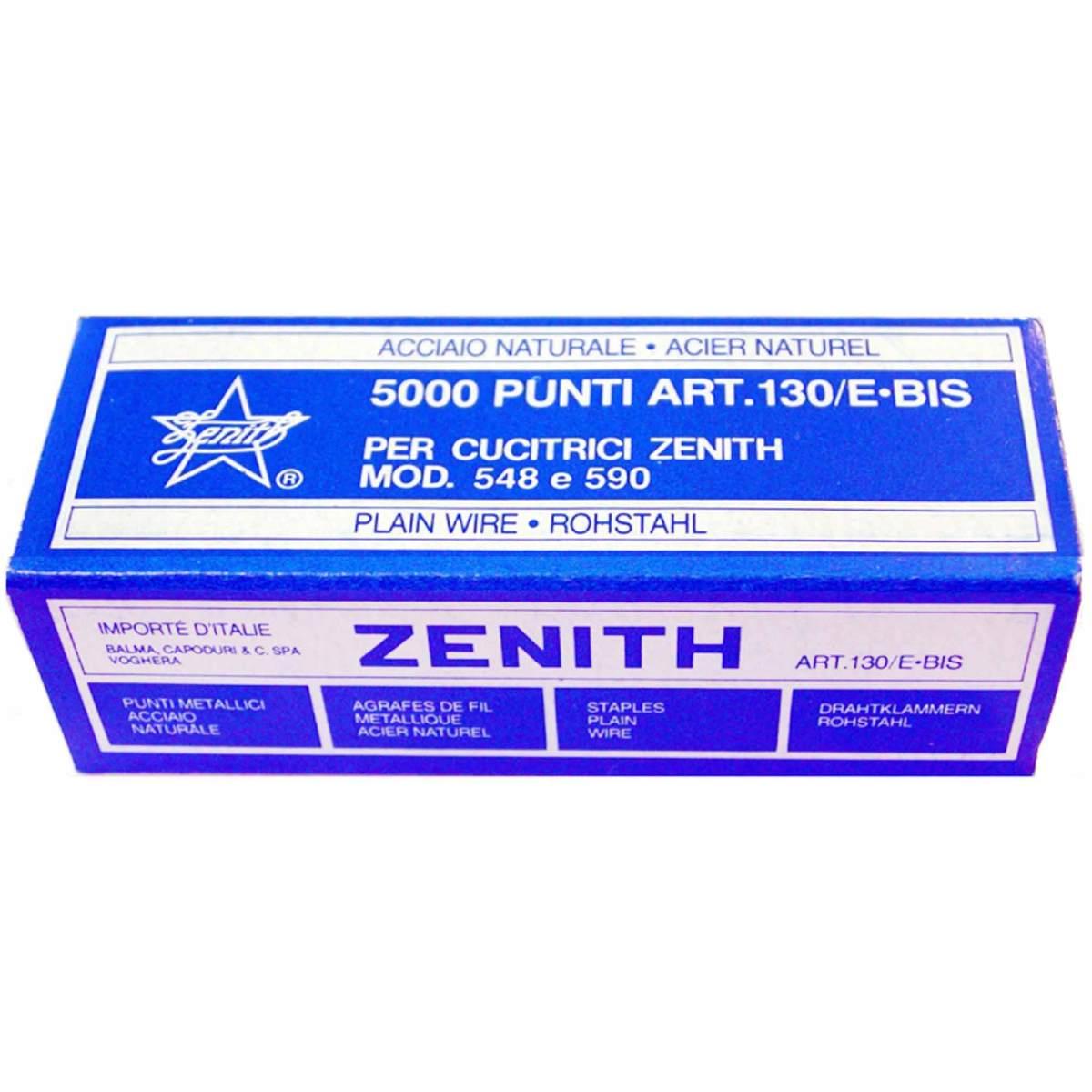 Zenith - scatola di 5.000 punti 130/e in acciaio (6/4) per cucitrice 590met, 548e