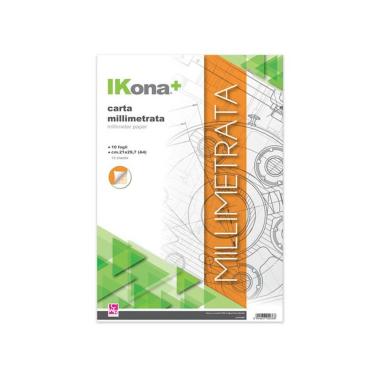 Ikona+ - blocco carta millimetrata - 21 x 29,7 cm (a4) - 10 fogli
