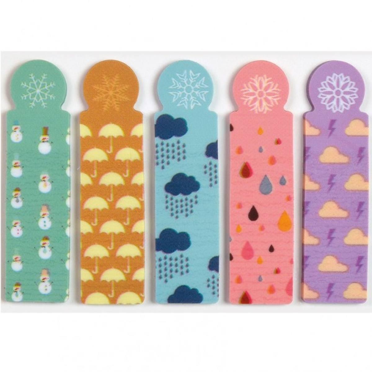 Niji - segnapagina adesivi riposizionabili in plastica - formato 12 x 45 mm - 6 assortimenti in 5 fantasie