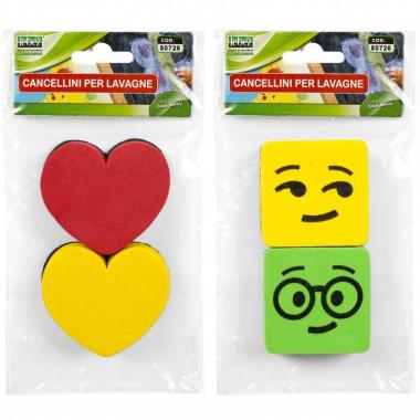 Lebez - cancellino per lavagna in eva - forma cuore & quadro - set 2 pz