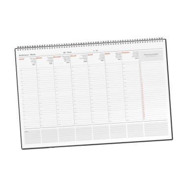 Planning sottomano perpetuo settimanale senza data da personalizzare a blocco con spirale e copertina in pvc - formato 49 x 34 cm