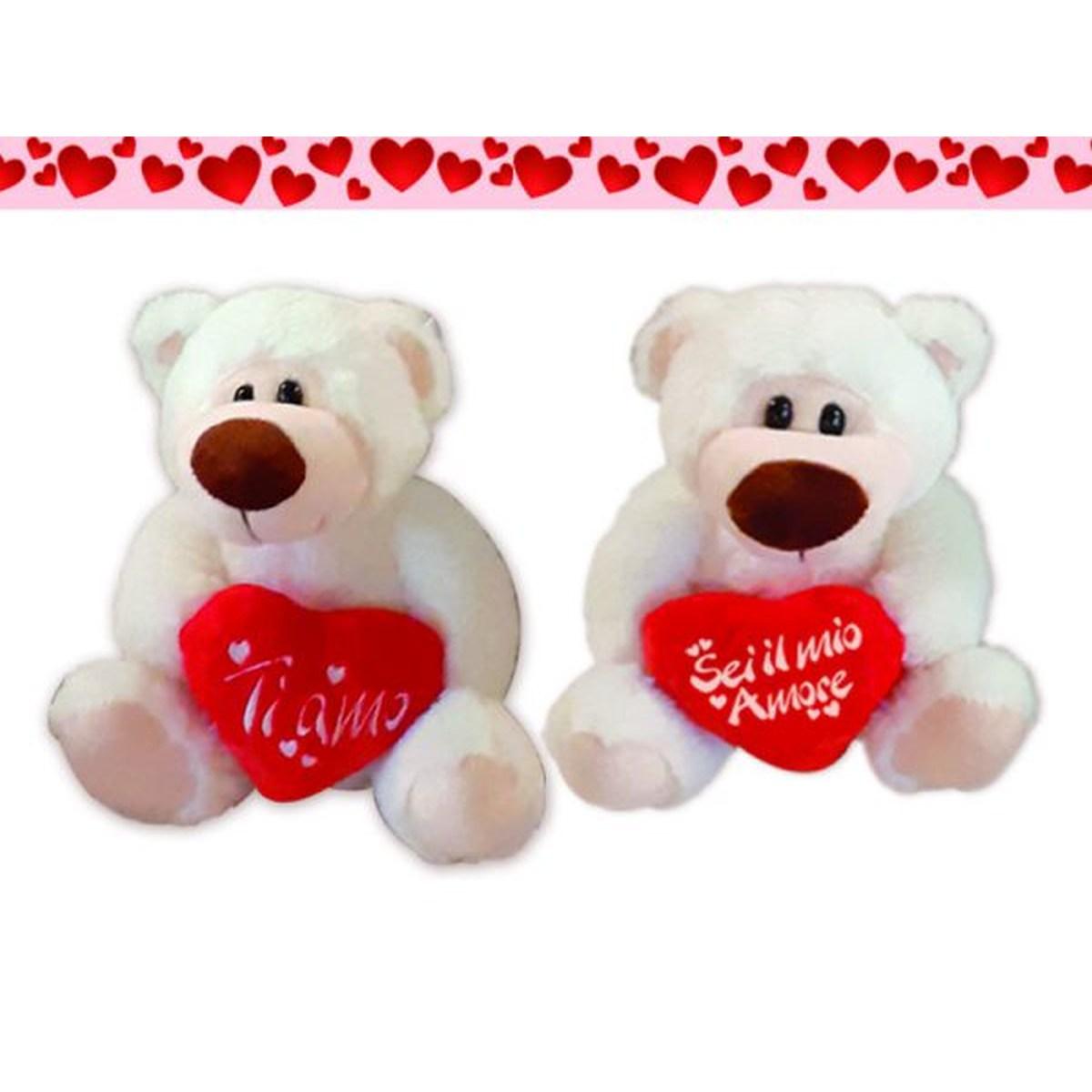 Orso bianco cm 30 con cuore ti amo/sei il mio amore