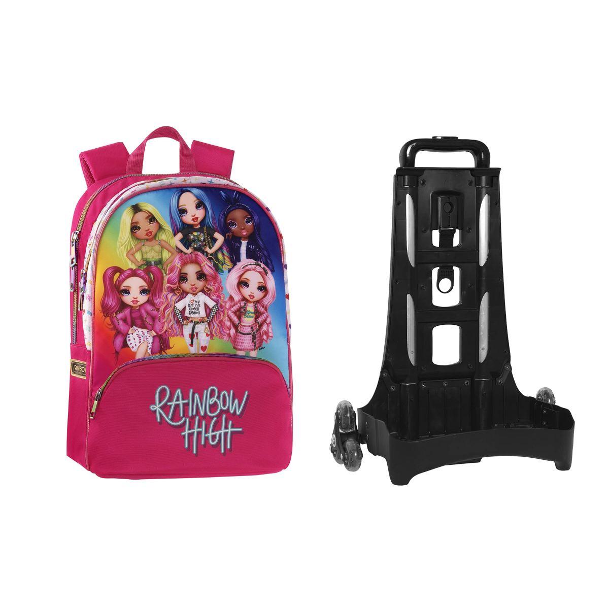 Zaino organizzato trolley staccabile new rainbow high