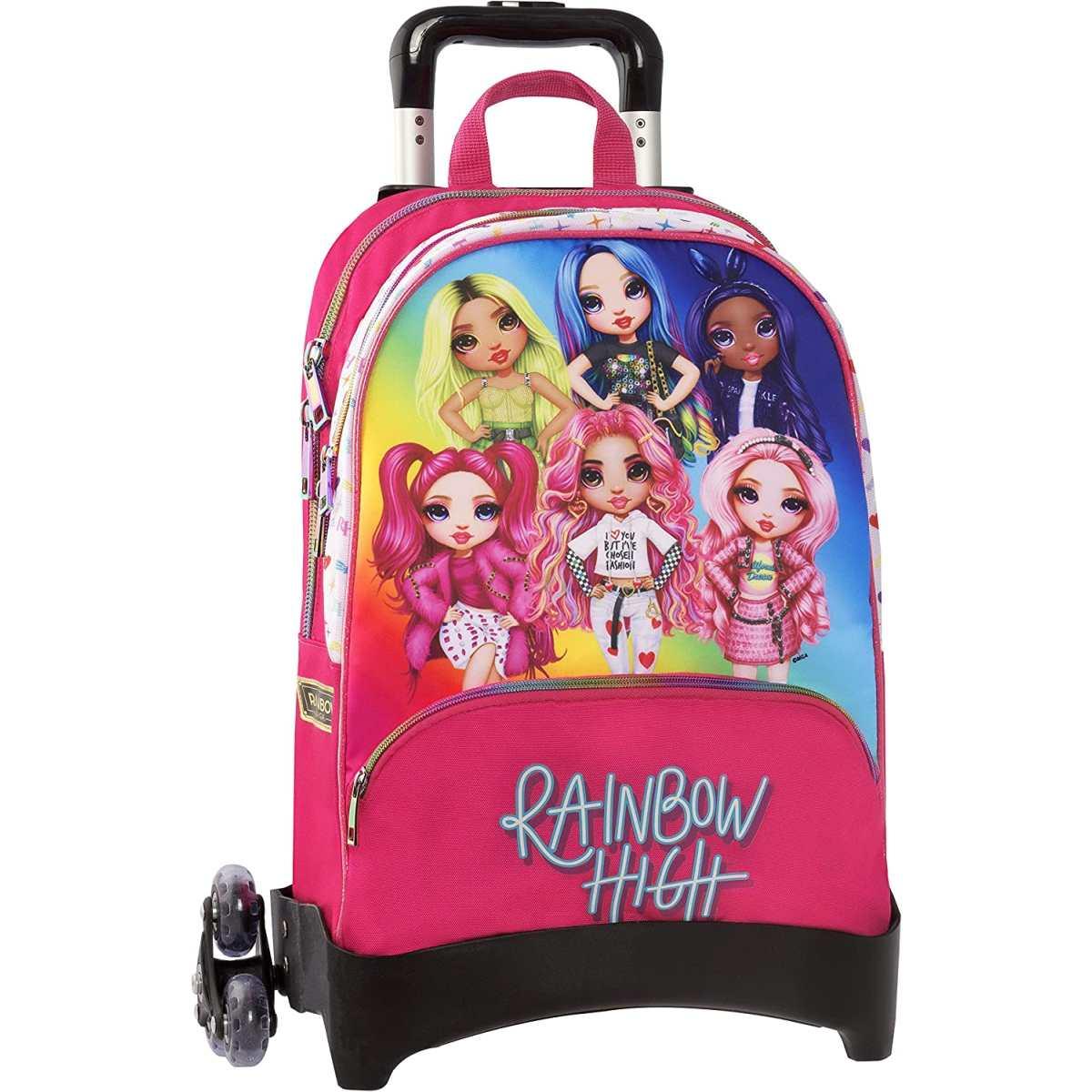 Zaino organizzato trolley staccabile new rainbow high
