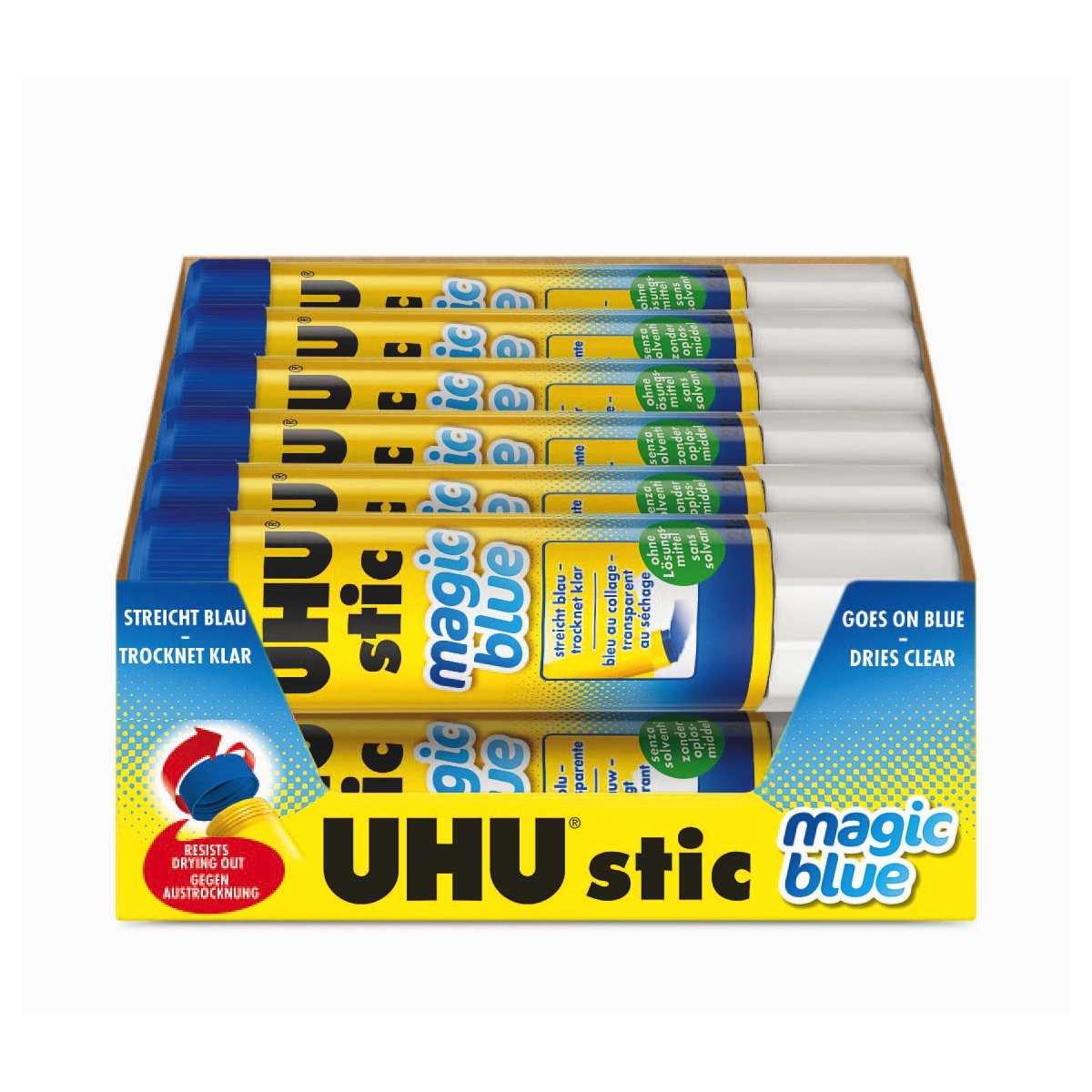 Uhu stic magic blue - 21 gr - incolla blu asciuga trasparente