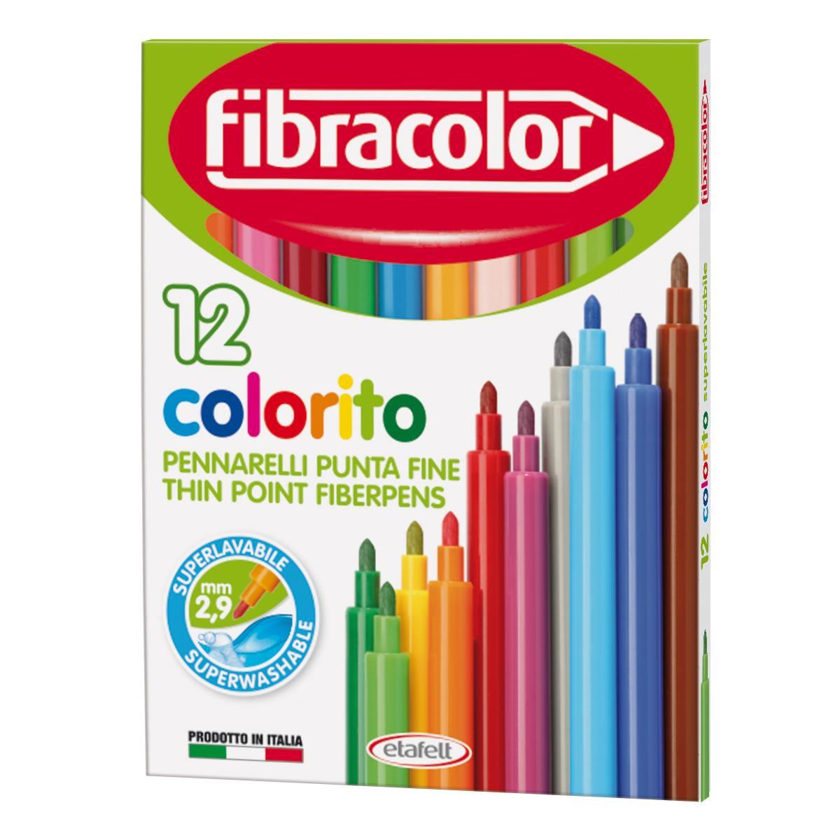 Fibracolor 12 pennarelli punta fine colorito