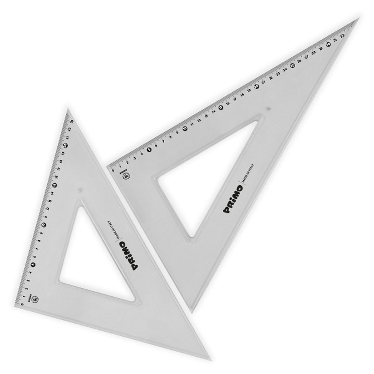 Primo - set squadre da 45°/35 cm e 60°/35 cm - in polistirolo - grigio fumÉ - antiriflesso