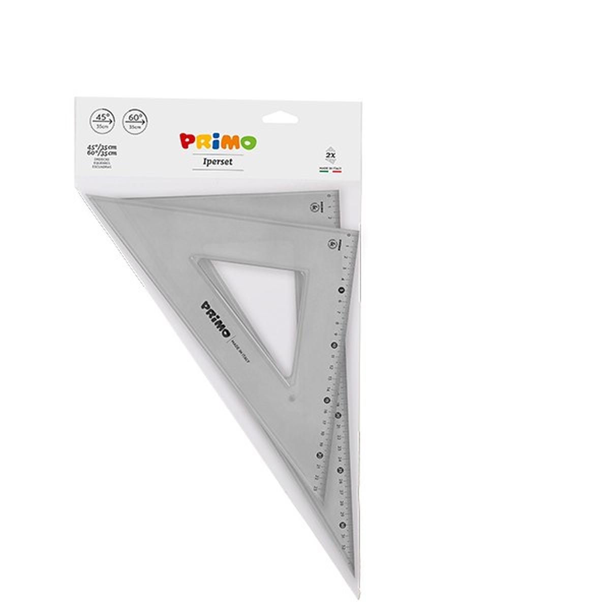 Primo - set squadre da 45°/35 cm e 60°/35 cm - in polistirolo - grigio fumÉ - antiriflesso