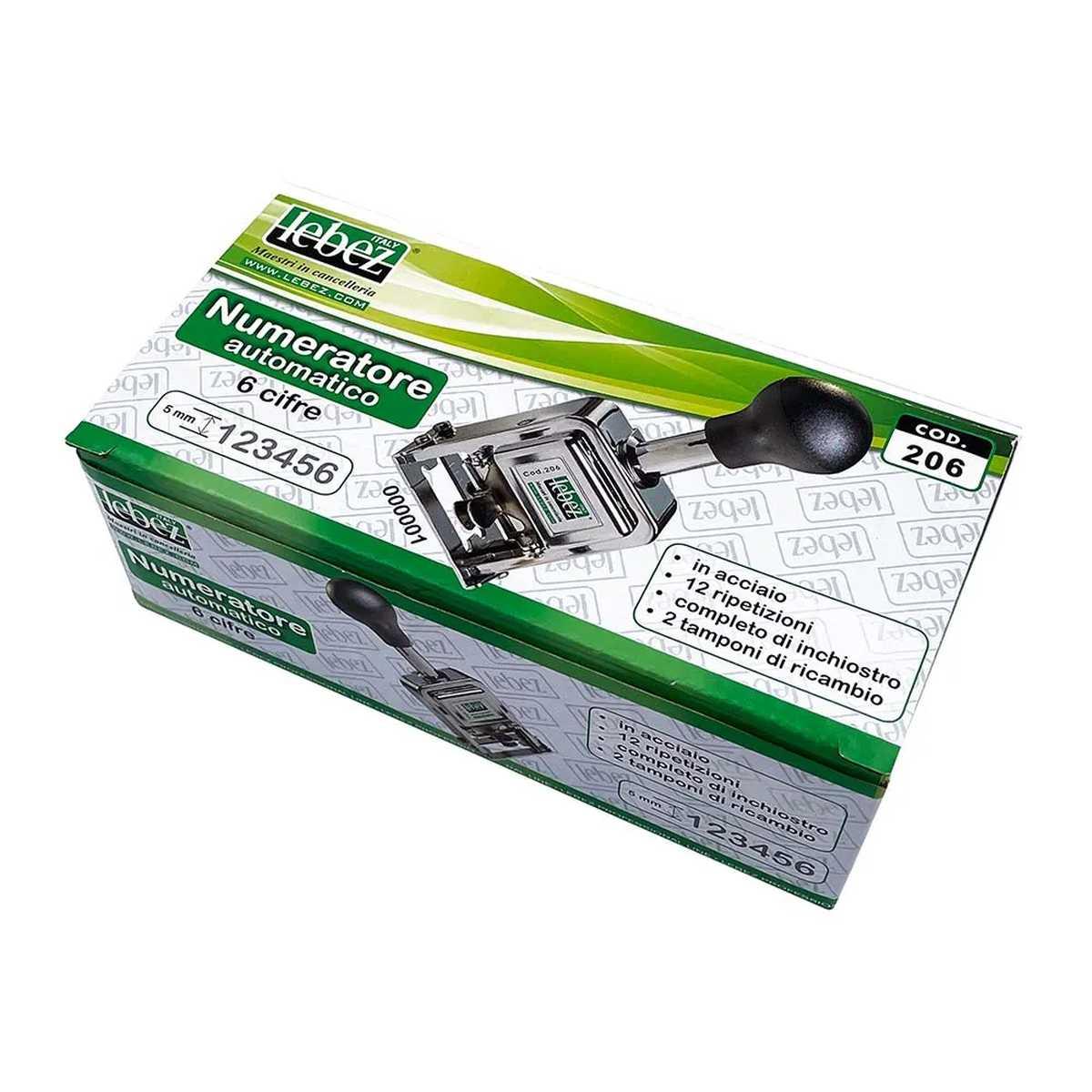 Lebez - timbro numeratore automatico in acciao - 6 cifre - carattere 5 mm