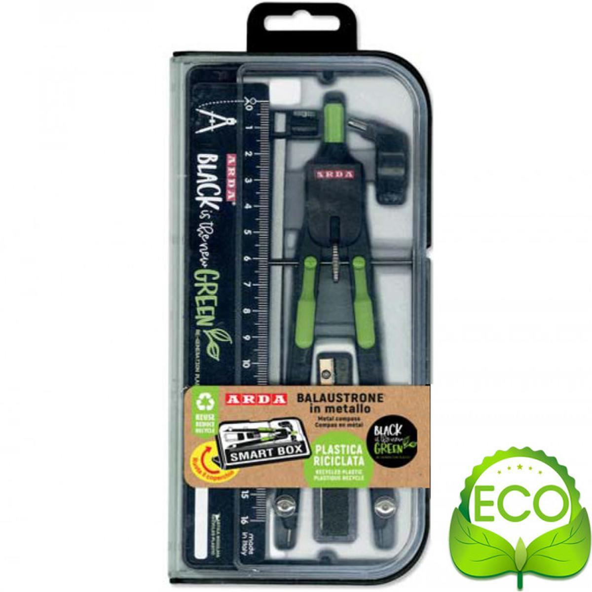 Arda - balaustrone in metallo con frizione e prolunga in smart box - nero