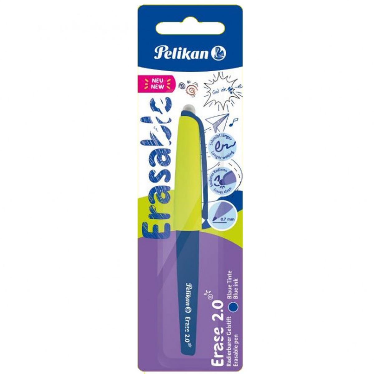 Pelikan erase 2.0 - penna roller cancellabile ergonomica - per destrimani e mancini - punta m indeformabile - ricaricabile