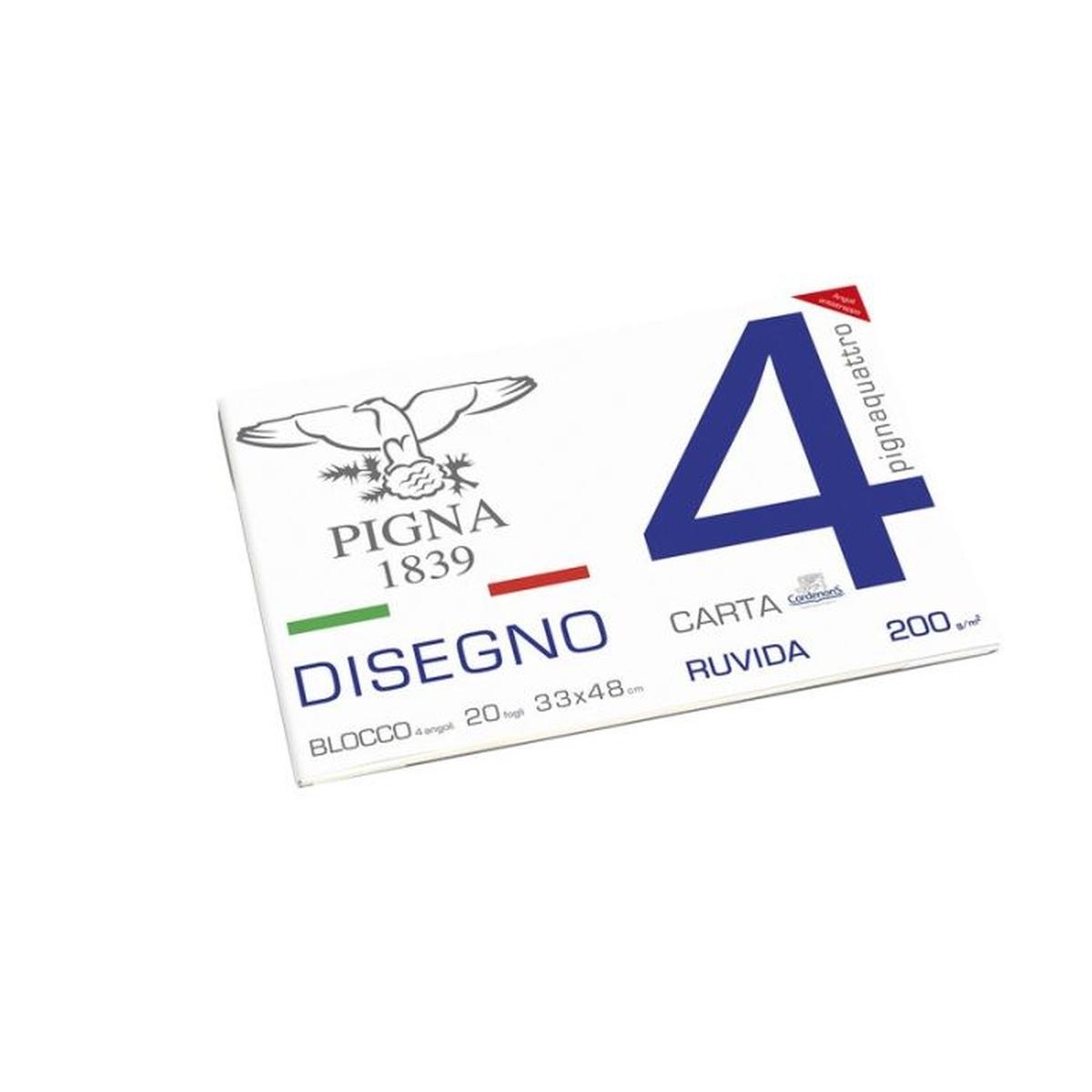 Pigna - album disegno 4 angoli - carta ruvida - 20 fg - 200 gr - 33 x 48 cm