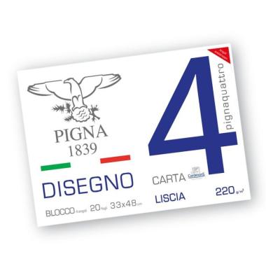 Pigna - album disegno 4 angoli - carta liscia - 20 fg - 200 gr - 33 x 48 cm