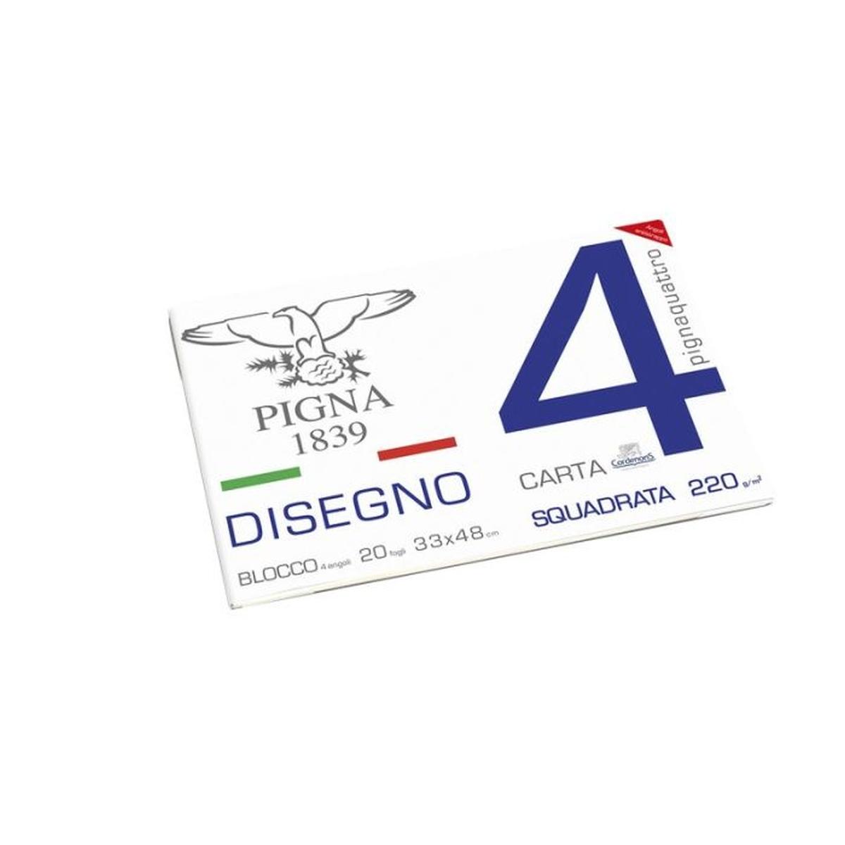 Pigna - album disegno 4 angoli - carta liscia riquadrata - 20 fg - 200 gr - 33 x 48 cm