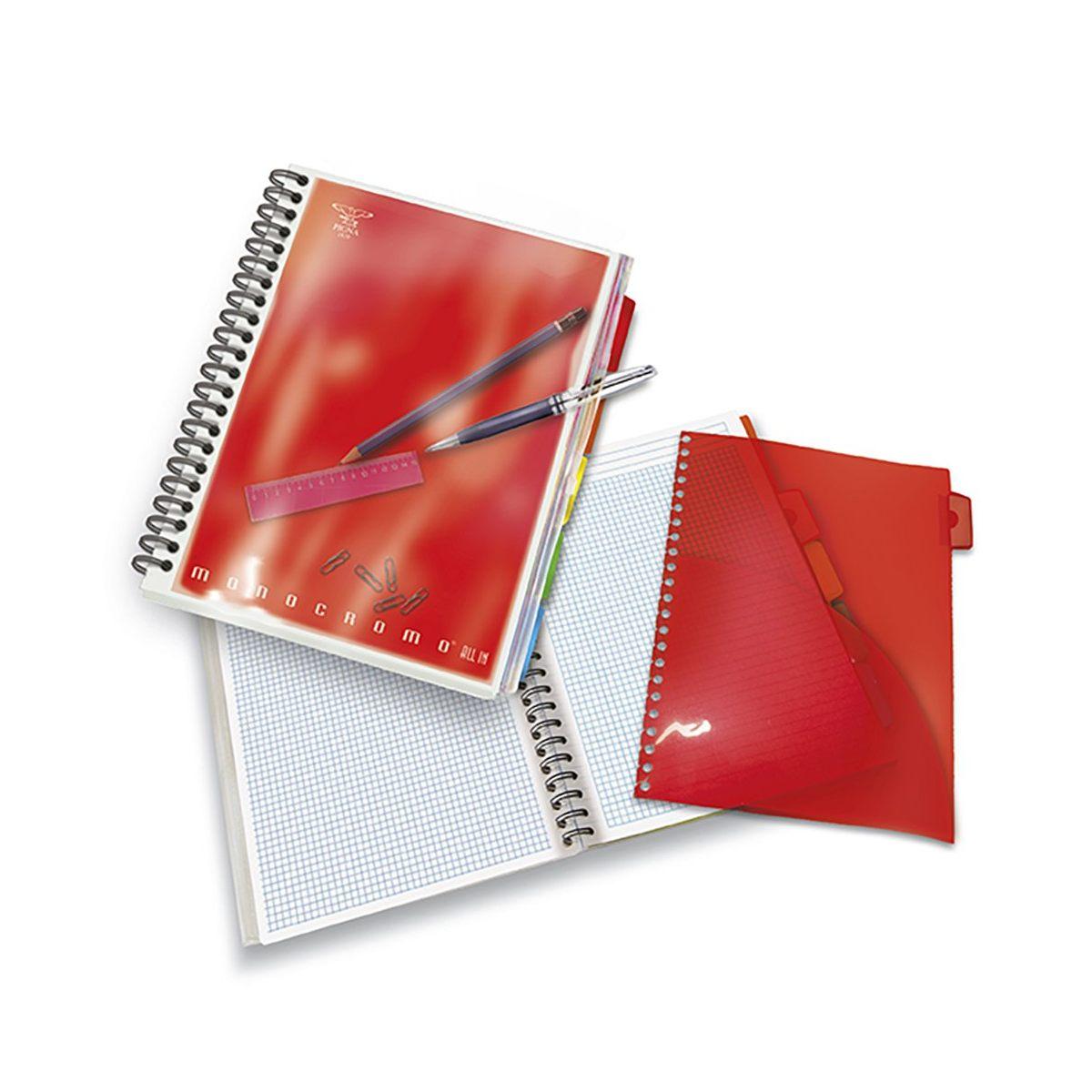 Pigna - blocco spiralato maxi skip monocromo all in - copertina in ppl con zip - 120 fg - 80 gr