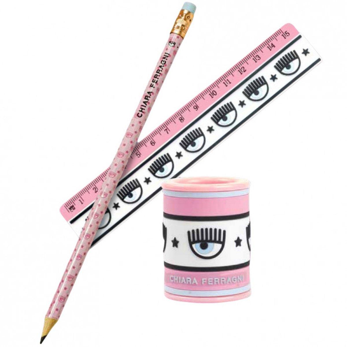 Pigna - set righello + temperino + matita chiara ferragni