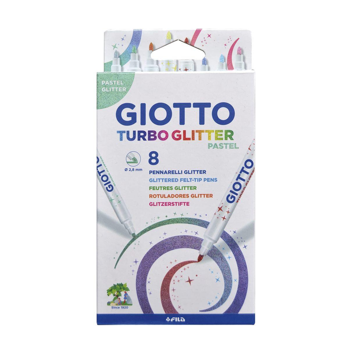 Giotto - turbo glitter pastel - confezione da 8 pz