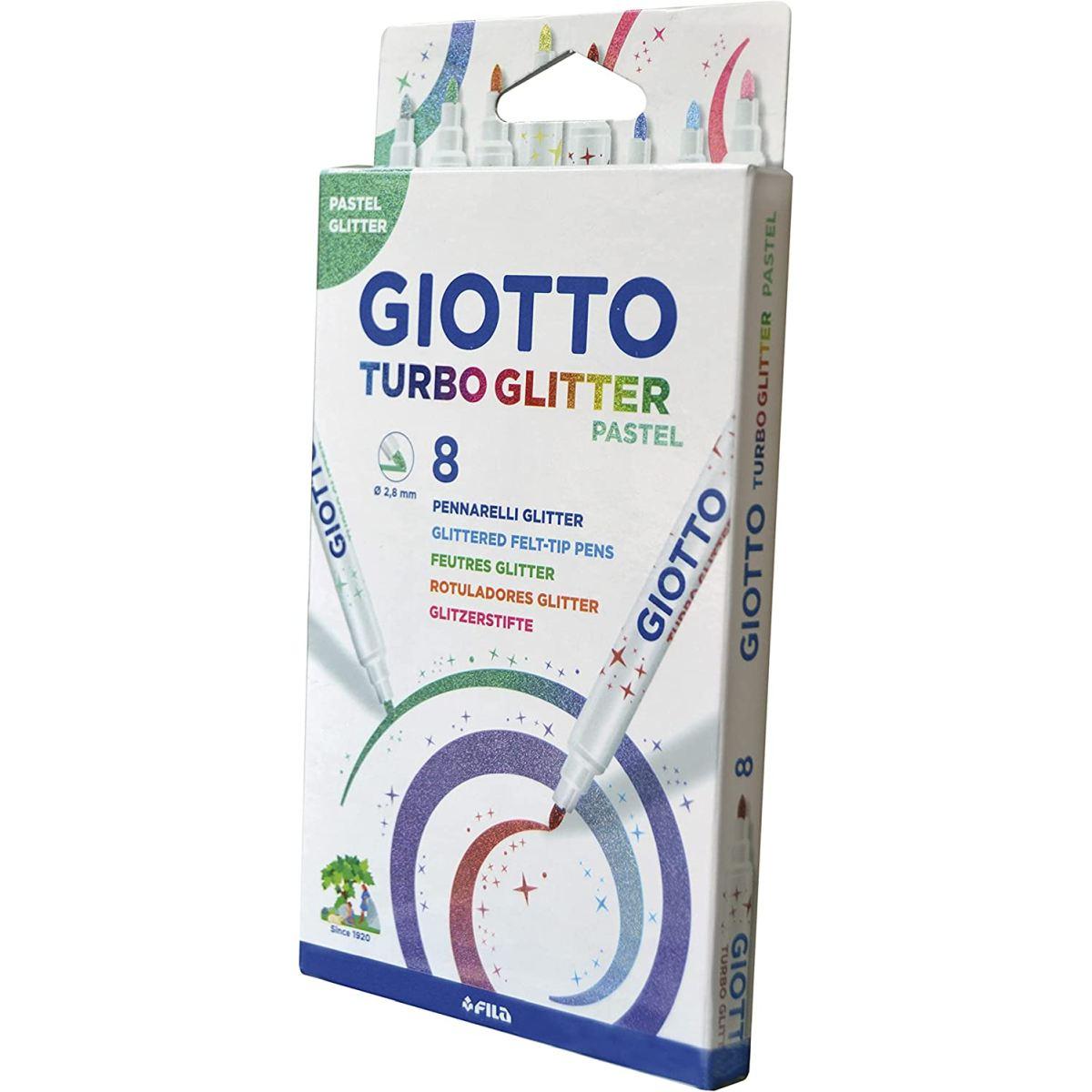 Giotto - turbo glitter pastel - confezione da 8 pz