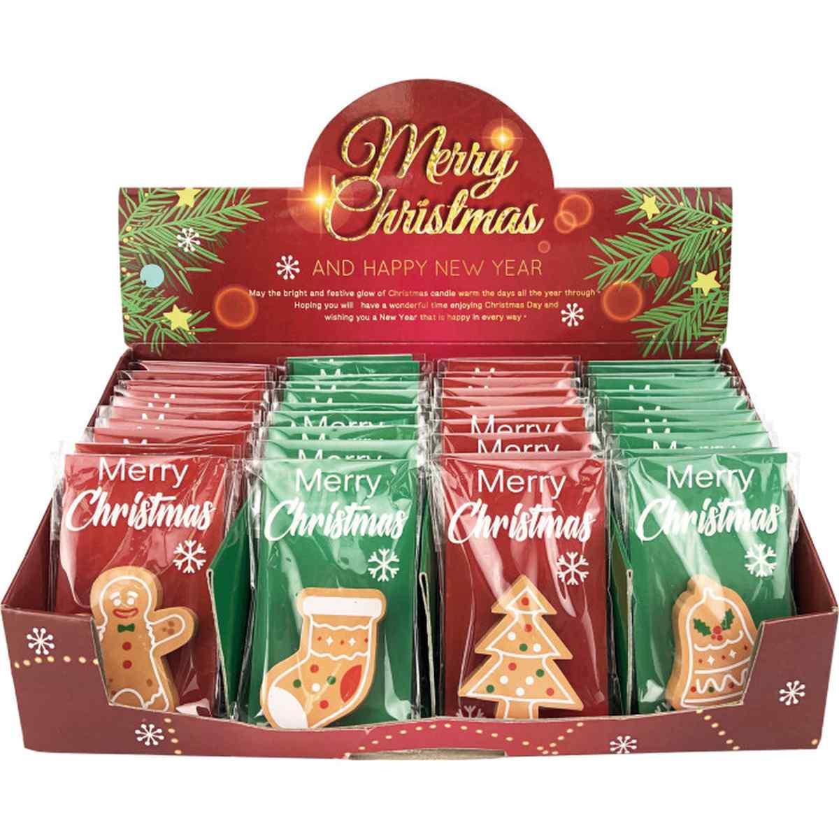 Lebez - gomma natalizia pan di zenzero in 4 soggetti assortiti