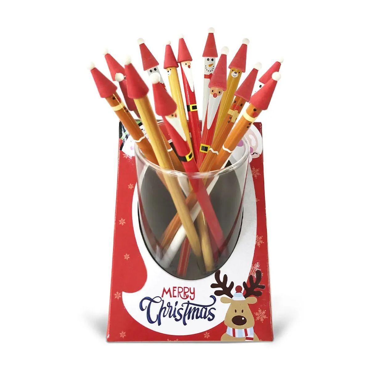 Lebez - matita con top in gomma natalizia  - 4 soggetti assortiti