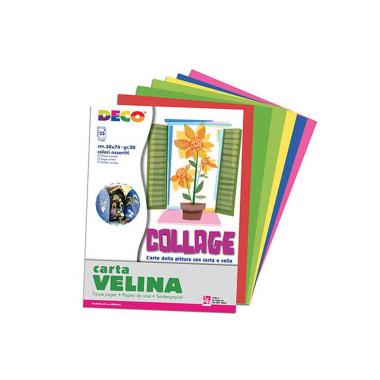 Deco - carta velina in confezioni da 25 fogli 50 x 76 cm 20 gr/mq - 5 colori freddi