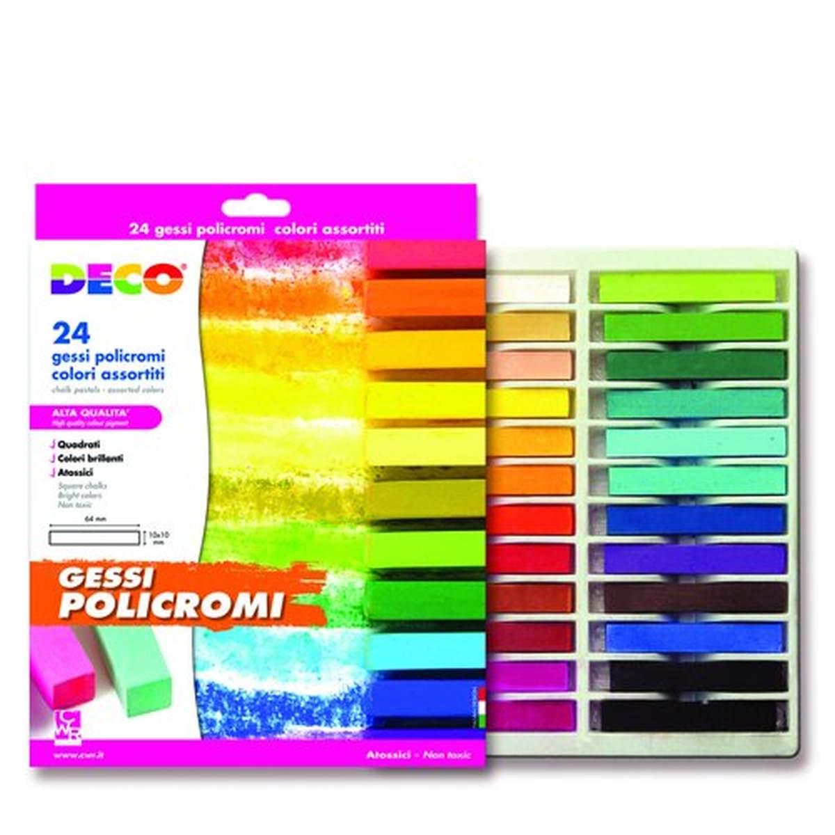 Deco - gessi policromi quadrati antipolvere - 24 pz