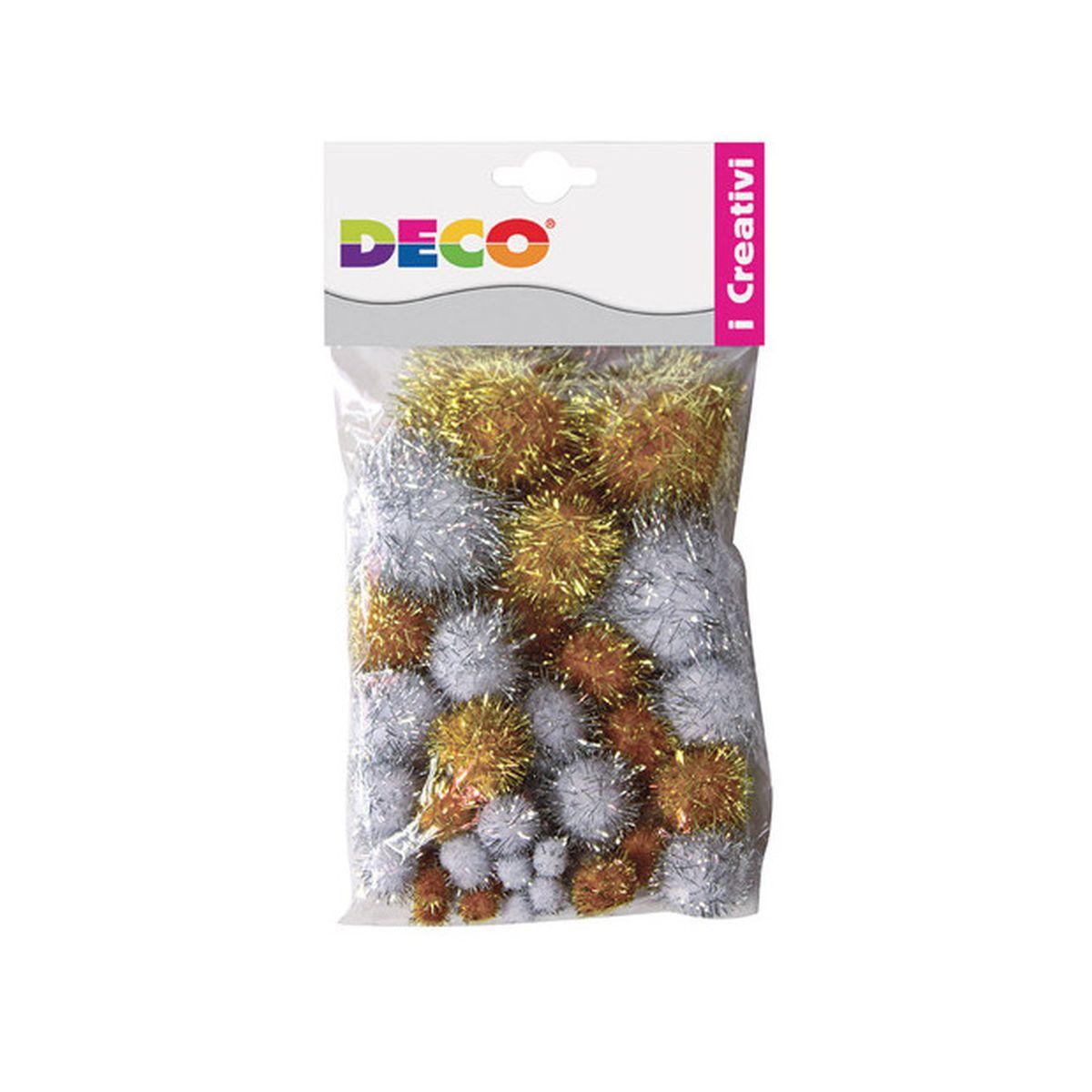 Deco - pompons lam misure assorite - oro e argento