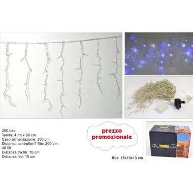 Tenda led 200 luci 4mt con gioco luci blu/bianco