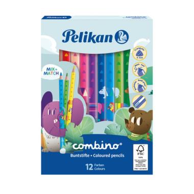 Pelikan combino - pastelli triangolari colorati - confezine da 12 pz