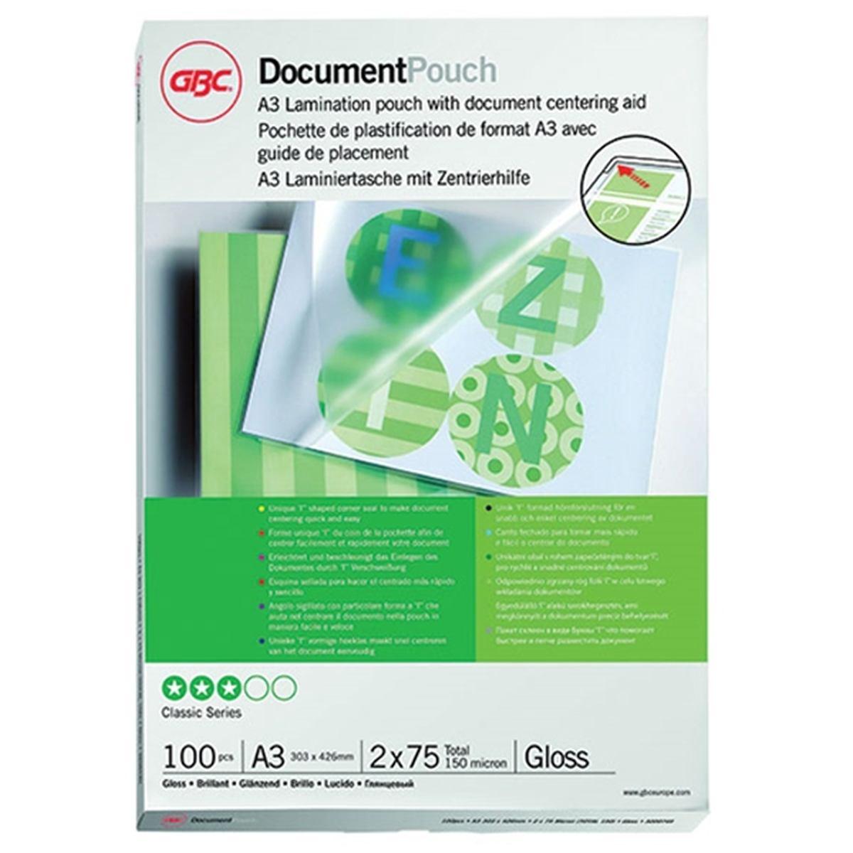Gbc - pouches formato a3 - 75 micron -  conf. 100 pz