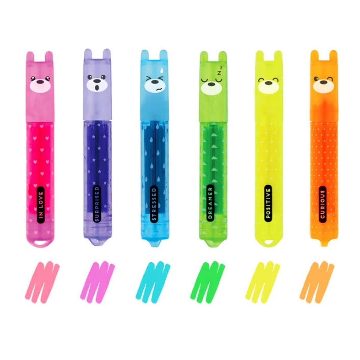 Legami - set of 6 mini highlighters teddy's mood - teddy bear