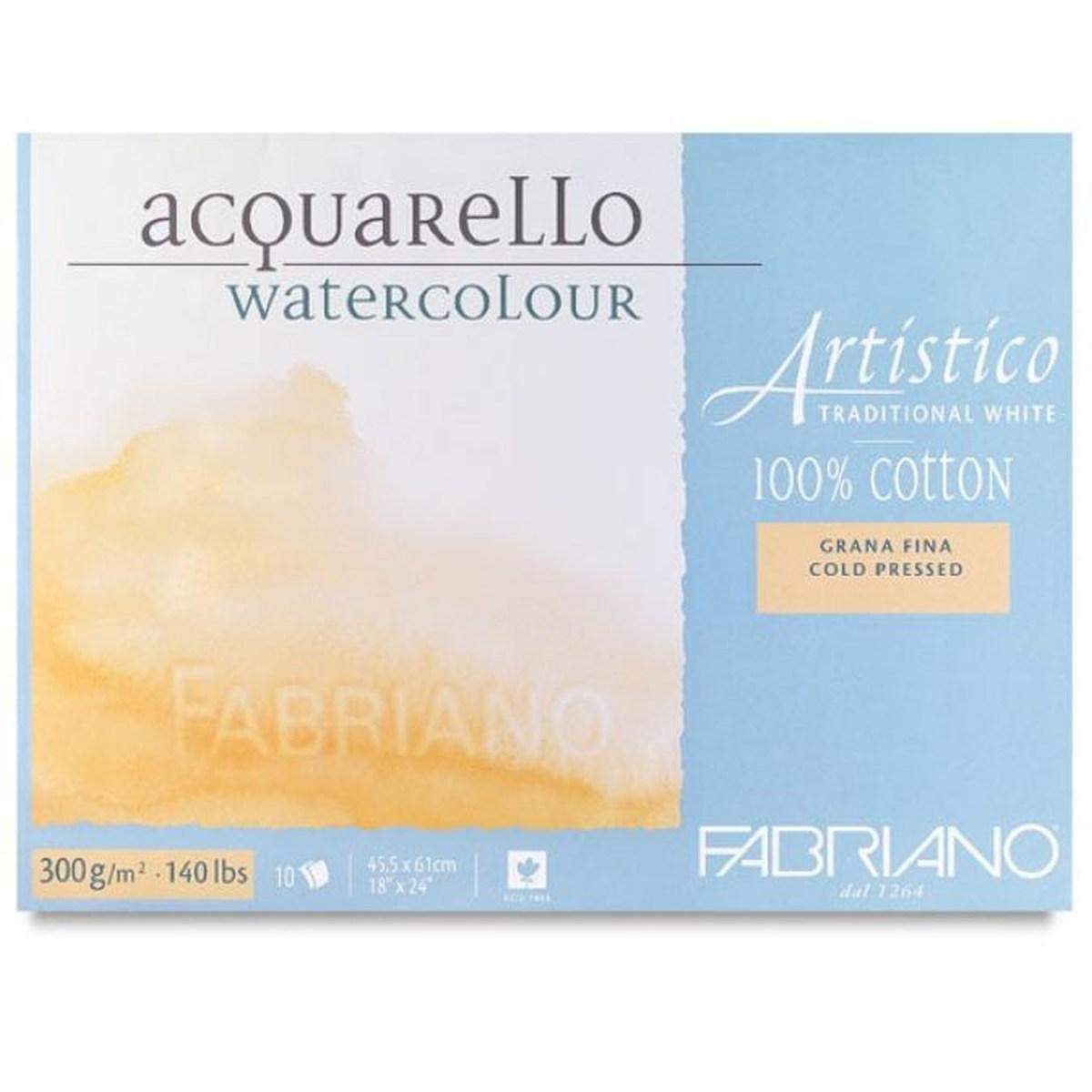 Blocco collato 4 lati - artistico traditional white grana fina - 20 fogli - 300 gr - formato 30,5 x 45,5 cm