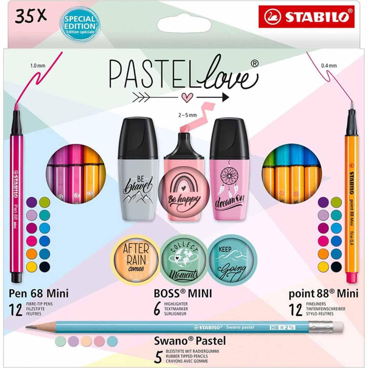 Stabilo - set mini world pastel love 35 pezzi