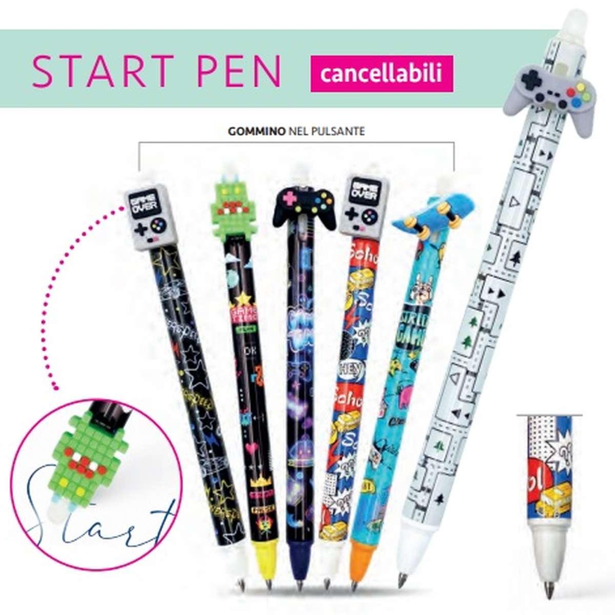 Lebez - penna a sfera cancellabile start - inchiostro blu - 6 soggetti gaming