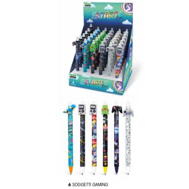 Lebez - penna a sfera cancellabile start - inchiostro blu - 6 soggetti gaming