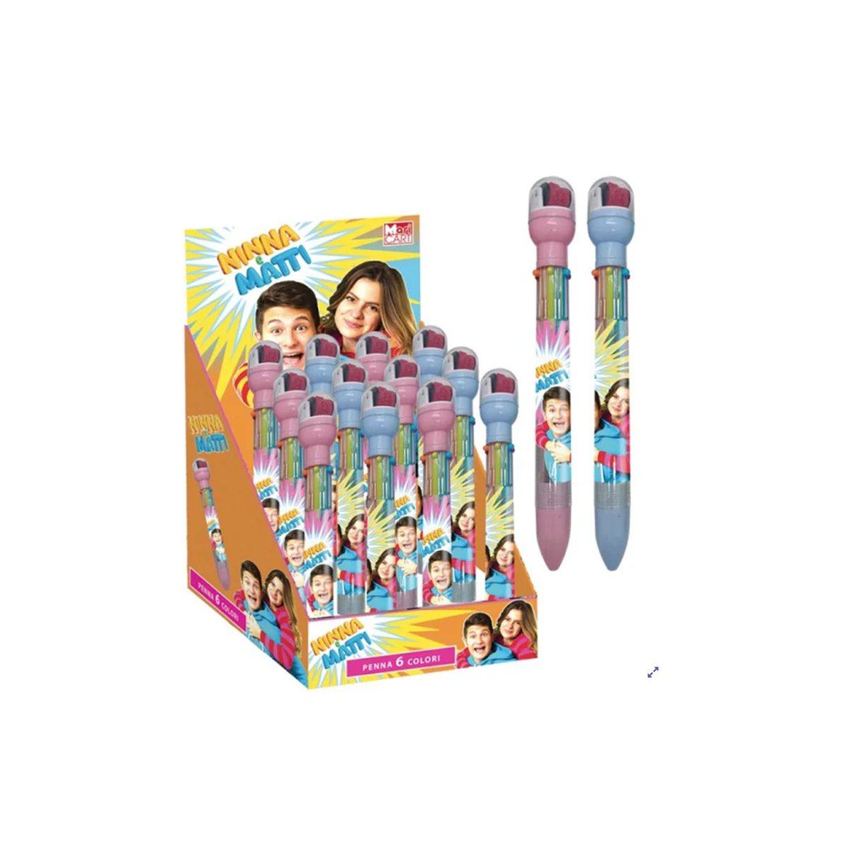 Ninna e matti - penna 6 colori con timbrini