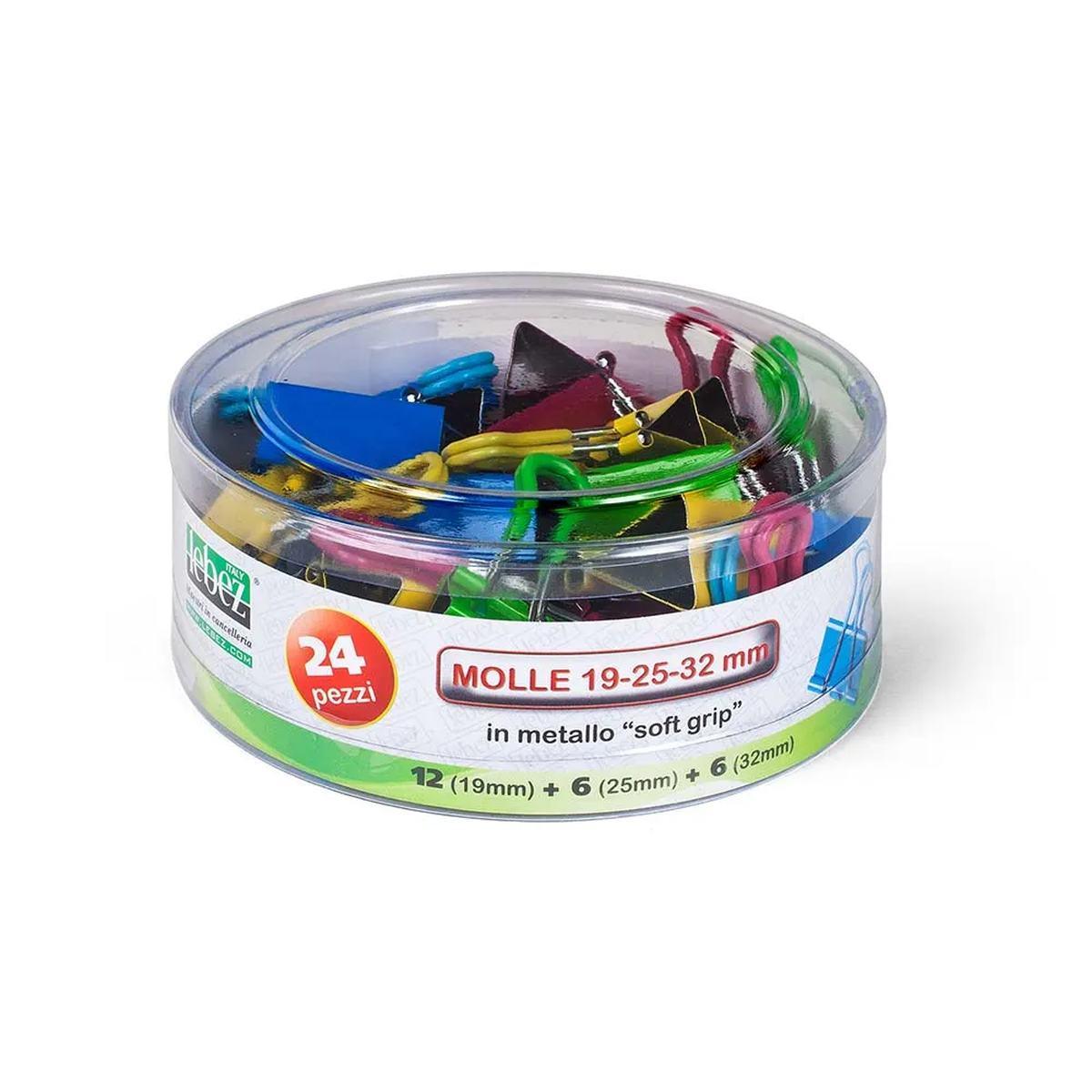 Lebez - molle double clip in metallo in 3 misure assortite -  24 pezzi