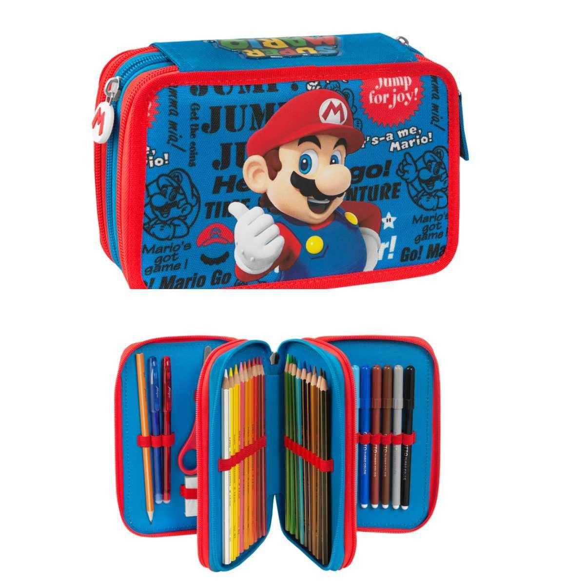 Astuccio 3 zip con corredo new super mario