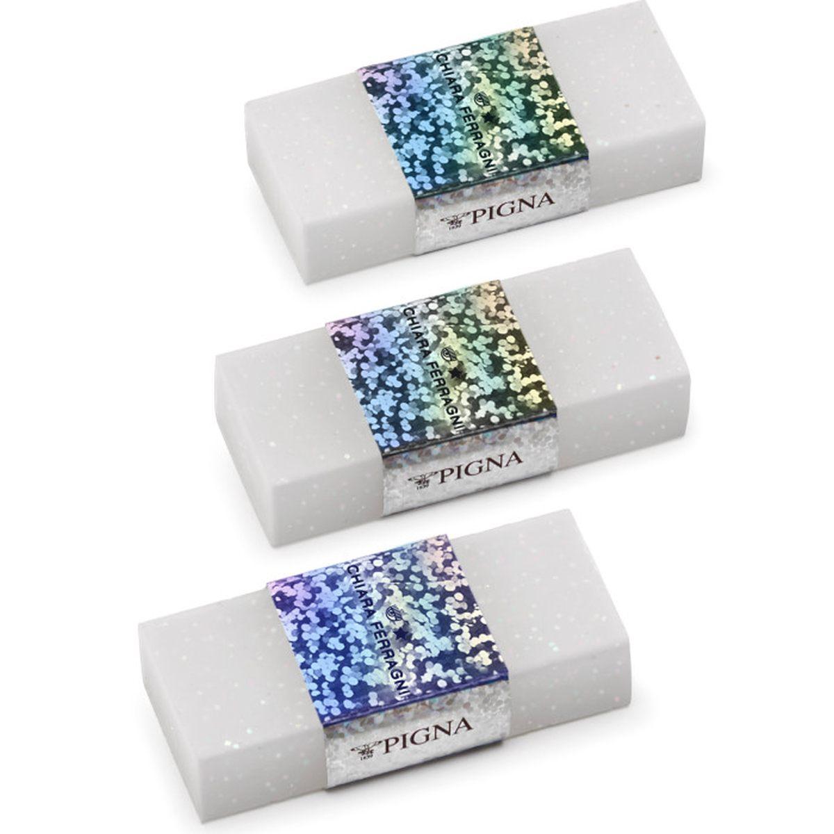 Pigna - set 3 gomme con glitter chiara ferragni
