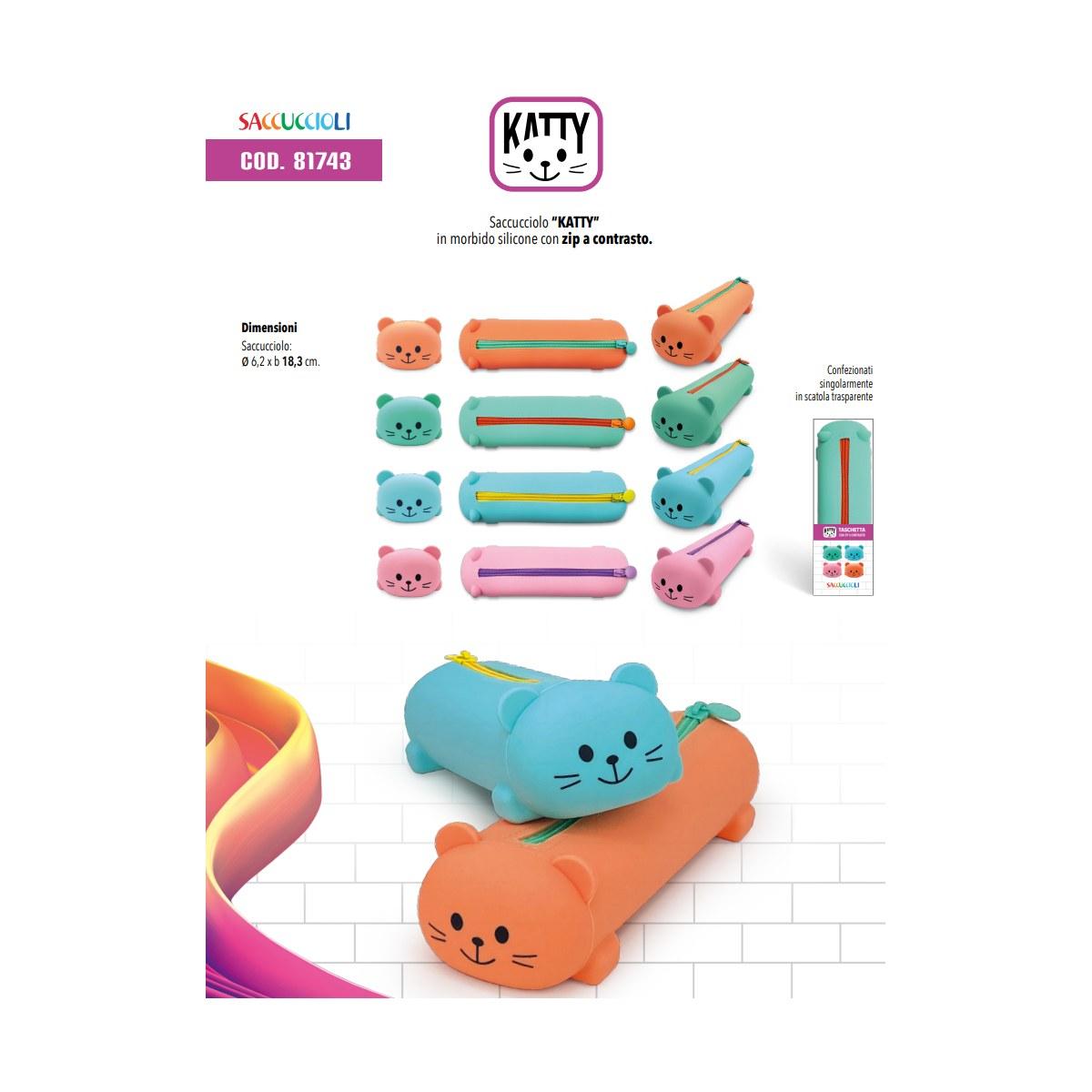 Saccucciolo katty in morbido silicone con zip a contrasto