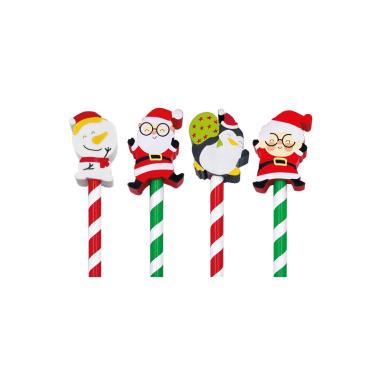 Lebez - matita con top in gomma natalizia - 4 soggetti assortiti