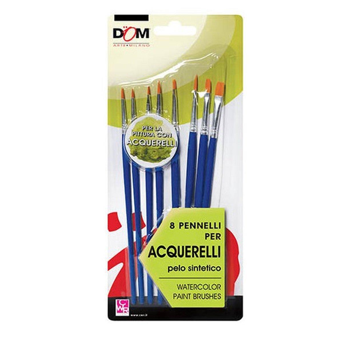 Dom set 8 pennelli assortiti - acquarello
