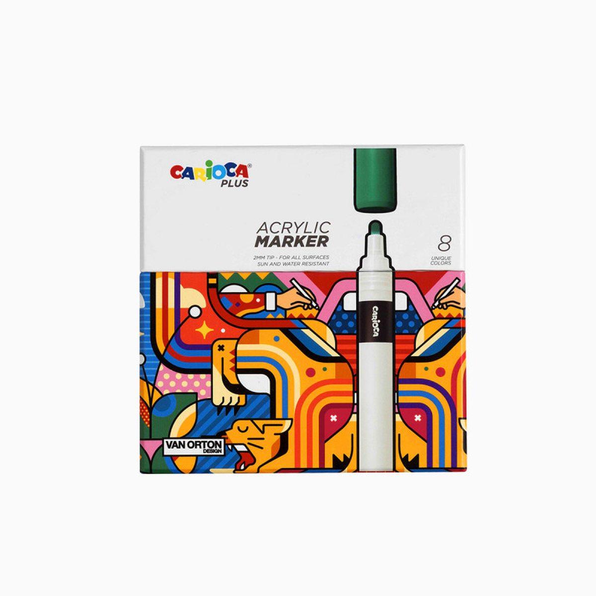 Acrylic marker - carioca plus marcatore acrilico confezione rigida 8 colori