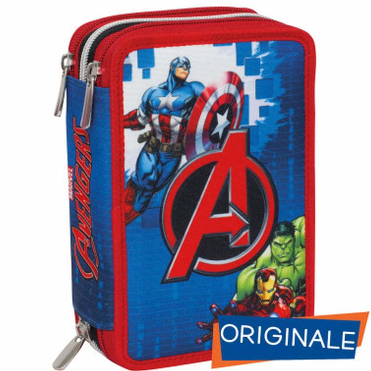 Seven astuccio 3 zip con corredo avengers