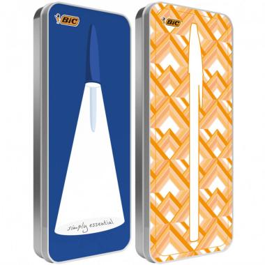 Bic - astuccio latta con 20 penne sfera cristal modelli assortiti