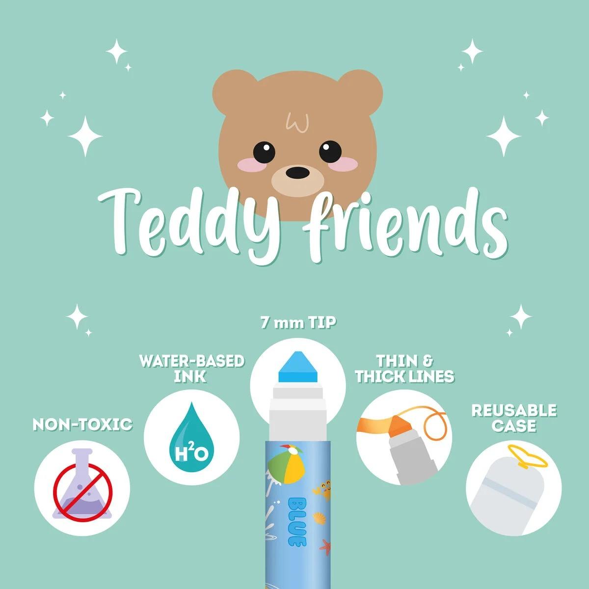 Legami - set di 12 pennarelli - teddy friends