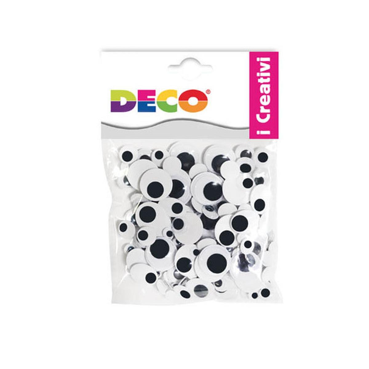 Deco - occhietti mobili adesivi - tondo/ovale - 200 pz