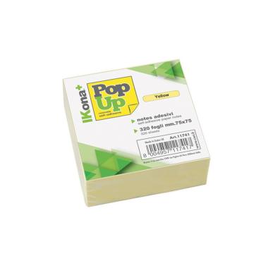 Ikona+ - cubo carta per appunti adesivi - 75 x 75 mm - 320 fg - giallo pastello